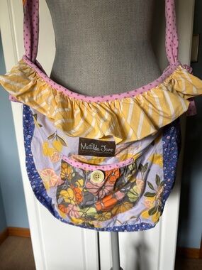 MATILDA JANE Hobo Crossbody Bag Floral Ruffle Lemons Multi Color Vintage EUC!